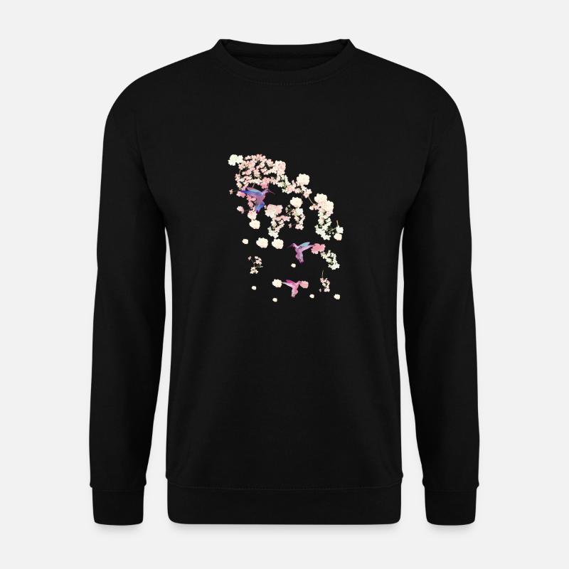 fleur de cerisier,colibri,fleurs,fleurs,fleurs - Sweat-shirt Unisexe - noir