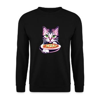 Cat Pizzeria Cat Pizza Kitten Pizza Lovers - Unisex Sweatshirt - black - Front - Alina (178cm) & Michal (187cm)