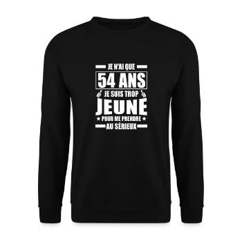 j ai 54 ans / cadeau anniversaire 54 ans - Sweat-shirt Unisexe - noir - Devant - Alina (178cm) & Michal (187cm)