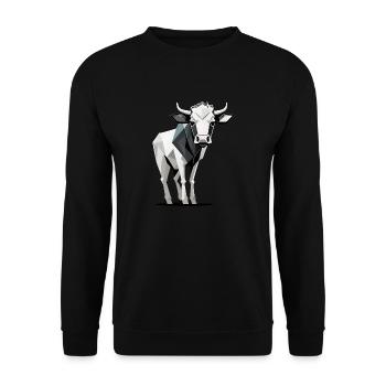 Minimalistic Cow - Unisex Sweatshirt - black - Front - Alina (178cm) & Michal (187cm)