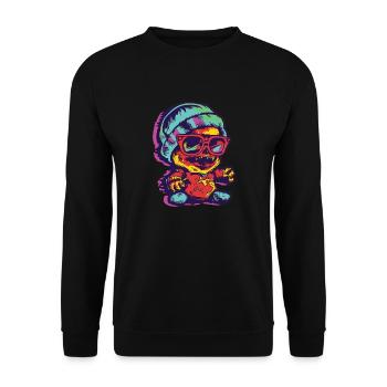 Horror Gruseliger Bär Halloween Gruseliger Spucker - Unisex Pullover - Schwarz - Vorne - Alina (178cm) & Michal (187cm)