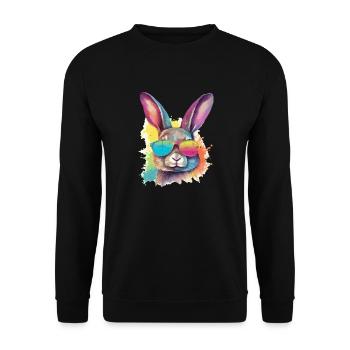 Timo the bespectacled rabbit - Unisex Sweatshirt - black - Front - Alina (178cm) & Michal (187cm)