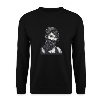 Rebel young woman with bandana cool look street - Unisex Sweatshirt - black - Front - Alina (178cm) & Michal (187cm)