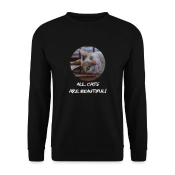The cat with the sweet look - Unisex Sweatshirt - black - Front - Alina (178cm) & Michal (187cm)
