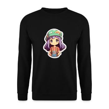 Mignonne fille d’anime - Sweat-shirt Unisexe - noir - Devant - Alina (178cm) & Michal (187cm)