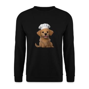 Golden Retriever Kochen Hunde Hundewelpe Gastronom - Unisex Pullover - Schwarz - Vorne - Alina (178cm) & Michal (187cm)