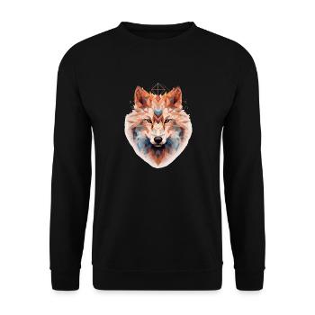 Tête de loup géométrique - Sweat-shirt Unisexe - noir - Devant - Alina (178cm) & Michal (187cm)