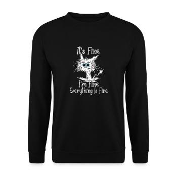 C’est bien je vais bien tout va bien chat noir - Sweat-shirt Unisexe - noir - Devant - Alina (178cm) & Michal (187cm)