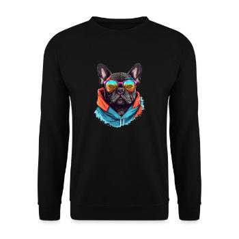 City companion: the ghost of the French bulldog - Unisex Sweatshirt - black - Front - Alina (178cm) & Michal (187cm)