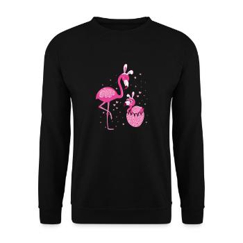 Easter Flamingo Mom and Kid Love Leopard Print - Unisex Sweatshirt - black - Front - Alina (178cm) & Michal (187cm)