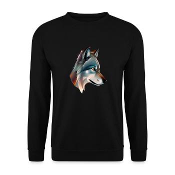 wolf - Unisex Sweatshirt - black - Front - Alina (178cm) & Michal (187cm)