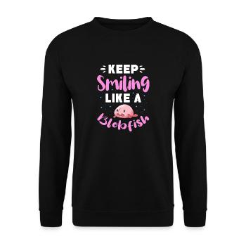 keep smiling like a blobfish Design - Unisex Sweatshirt - black - Front - Alina (178cm) & Michal (187cm)