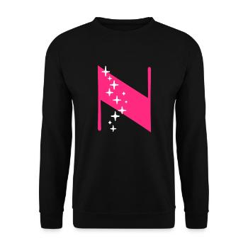 Buchstabe N Glitzer - Unisex Pullover - Schwarz - Vorne - Alina (178cm) & Michal (187cm)