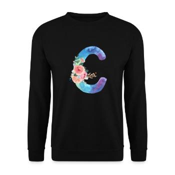 Lettre c watercolor - Sweat-shirt Unisexe - noir - Devant - Alina (178cm) & Michal (187cm)