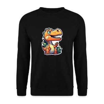 Karikatur-Dinosaurier - Unisex Pullover - Schwarz - Vorne - Alina (178cm) & Michal (187cm)