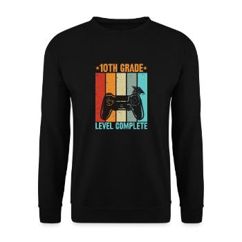 10. Klasse. Level abgeschlossen. Kleidung für Gamer. - Unisex Pullover - Schwarz - Vorne - Alina (178cm) & Michal (187cm)