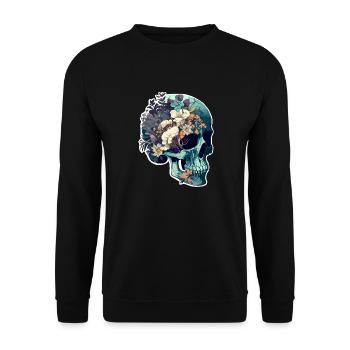 Crâne humain et fleurs 7 - Sweat-shirt Unisexe - noir - Devant - Alina (178cm) & Michal (187cm)