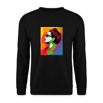 Umm Kulthum, oum kalthoum Funny Arabic, PopArt - Unisex Sweatshirt - black - Front - Alina (178cm) & Michal (187cm)