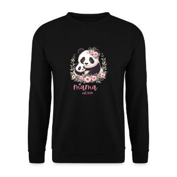 Mama est 2024 I Panda Bear Mum I First Time Mom - Unisex Pullover - Schwarz - Vorne - Alina (178cm) & Michal (187cm)
