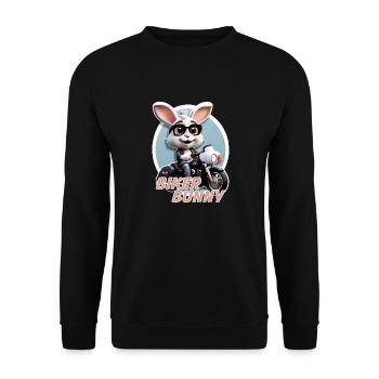 Biker Bunny - Unisex Pullover - Schwarz - Vorne - Alina (178cm) & Michal (187cm)