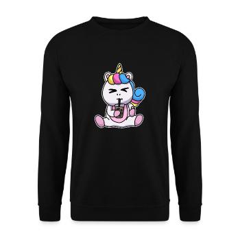 Bubble Tea Drinking Unicorn Anime Kawaii - Unisex Sweatshirt - black - Front - Alina (178cm) & Michal (187cm)