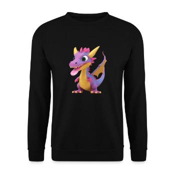 Ein niedliches Drachen Monster mit langer Zunge - Unisex Pullover - Schwarz - Vorne - Alina (178cm) & Michal (187cm)