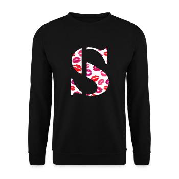 Lettre s bisous - Sweat-shirt Unisexe - noir - Devant - Alina (178cm) & Michal (187cm)