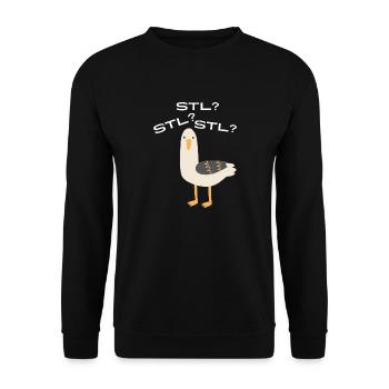 Möwe STL? - Unisex Pullover - Schwarz - Vorne - Alina (178cm) & Michal (187cm)