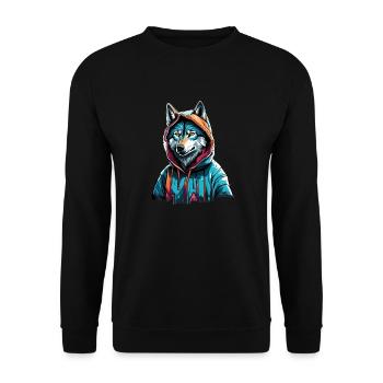 Le loup le plus cool de la ville - Sweat-shirt Unisexe - noir - Devant - Alina (178cm) & Michal (187cm)