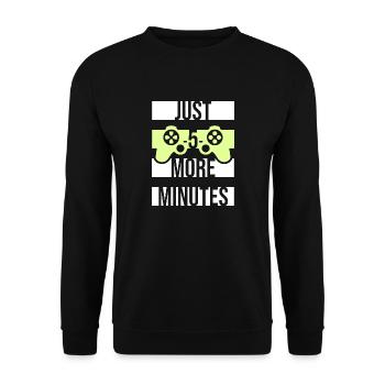 Lustiger Gamer Nur noch fünf Minuten 5 Videospiele - Unisex Pullover - Schwarz - Vorne - Alina (178cm) & Michal (187cm)