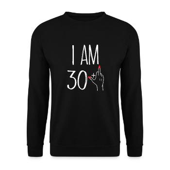I AM 30 + 1 Gift Woman 30 Years Anniversary - Unisex Sweatshirt - black - Front - Alina (178cm) & Michal (187cm)