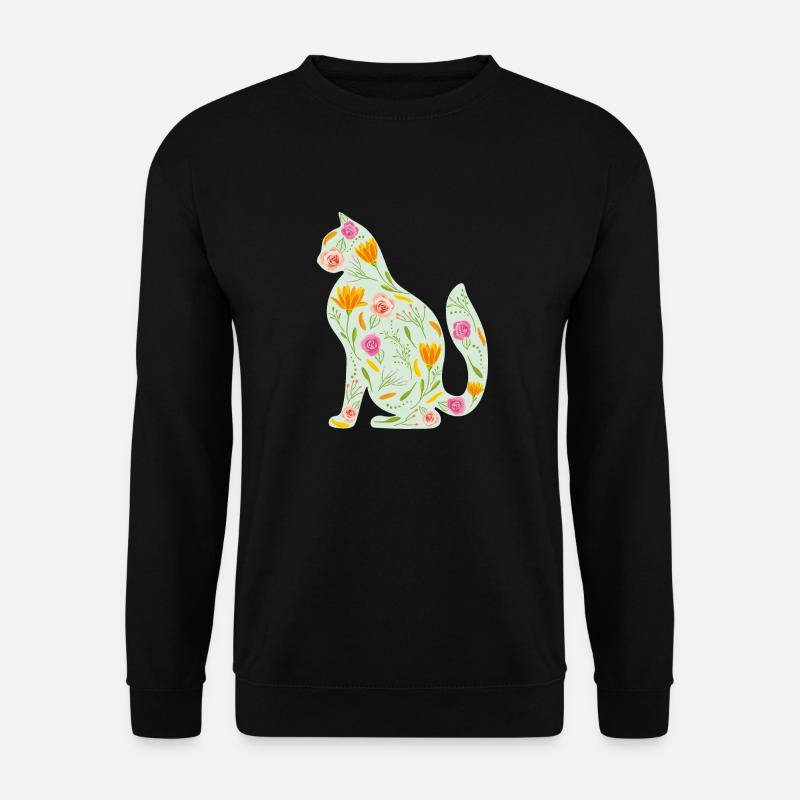Florale Katze - Unisex Pullover - Schwarz