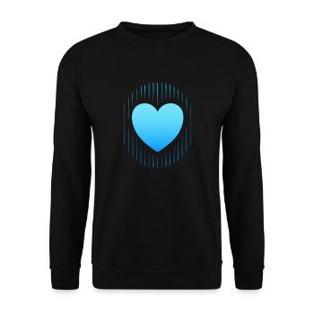 blaues Herz blaue Linien - Unisex Pullover - Schwarz - Vorne - Alina (178cm) & Michal (187cm)