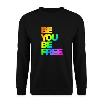 Typo Be You Be Free Diversity Rainbow - Unisex Pullover - Schwarz - Vorne - Alina (178cm) & Michal (187cm)