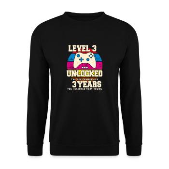 Original 2021 3 Jahre Level 3 freischalten - Unisex Pullover - Schwarz - Vorne - Alina (178cm) & Michal (187cm)