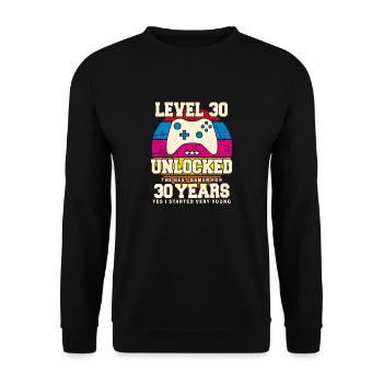Original 1994 30 Jahre Level 30 freischalten - Unisex Pullover - Schwarz - Vorne - Alina (178cm) & Michal (187cm)