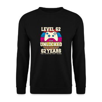 Original 1962 62 Year Old Level 62 Unlock - Unisex Sweatshirt - black - Front - Alina (178cm) & Michal (187cm)