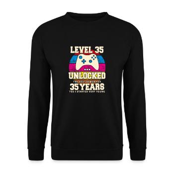 Original 1989 35 ans Niveau 35 Débloquer - Sweat-shirt Unisexe - noir - Devant - Alina (178cm) & Michal (187cm)