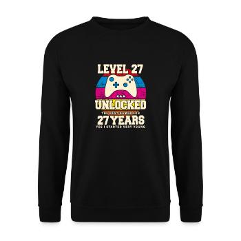 Original 1997 27 Jahre Level 27 freischalten - Unisex Pullover - Schwarz - Vorne - Alina (178cm) & Michal (187cm)