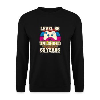 Original 1958 66 Years Old Level 66 Unlock - Unisex Sweatshirt - black - Front - Alina (178cm) & Michal (187cm)
