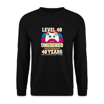 Original 1976 48 ans Niveau 48 Débloquer - Sweat-shirt Unisexe - noir - Devant - Alina (178cm) & Michal (187cm)