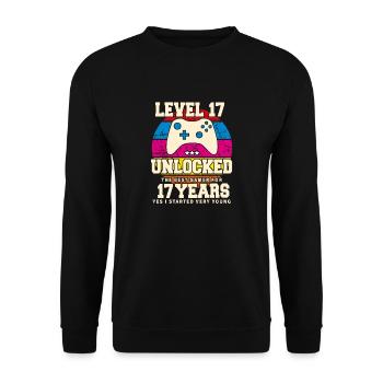 Original 2007 17 Jahre Level 17 Freischalten - Unisex Pullover - Schwarz - Vorne - Alina (178cm) & Michal (187cm)