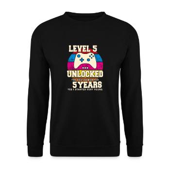 Original 2019 5 Jahre Level 5 Freischaltung - Unisex Pullover - Schwarz - Vorne - Alina (178cm) & Michal (187cm)