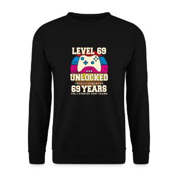 Original 1955 69 ans Niveau 69 Débloquer - Sweat-shirt Unisexe - noir - Devant - Alina (178cm) & Michal (187cm)