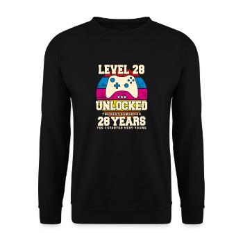 Original 1996 28 Year Old Level 28 Unlock - Unisex Sweatshirt - black - Front - Alina (178cm) & Michal (187cm)