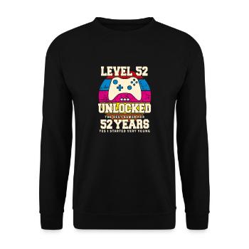 Original 1972 52 ans Niveau 52 Débloquer - Sweat-shirt Unisexe - noir - Devant - Alina (178cm) & Michal (187cm)