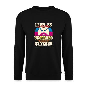 Original 1969 55 Jahre Level 55 Freischalten - Unisex Pullover - Schwarz - Vorne - Alina (178cm) & Michal (187cm)