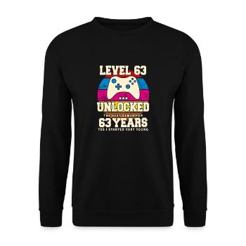 Original 1961 63 ans Niveau 63 Débloquer - Sweat-shirt Unisexe - noir - Devant - Alina (178cm) & Michal (187cm)