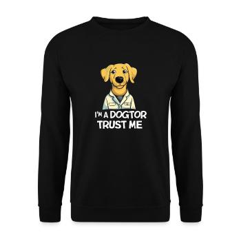 Happy Labradoodle as "Dogtor" - Unisex Sweatshirt - black - Front - Alina (178cm) & Michal (187cm)