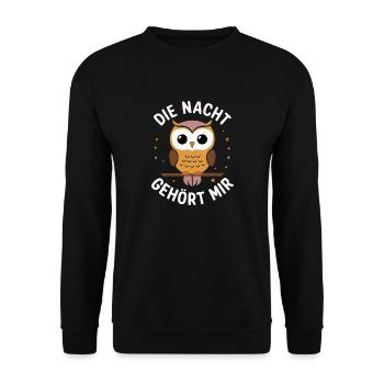 oiseau de nuit hibou hibou oiseau - Sweat-shirt Unisexe - noir - Devant - Alina (178cm) & Michal (187cm)